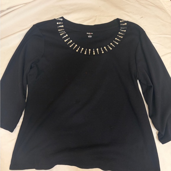 Style & Co. Black Top with Silver Accents - Picture 2 of 4